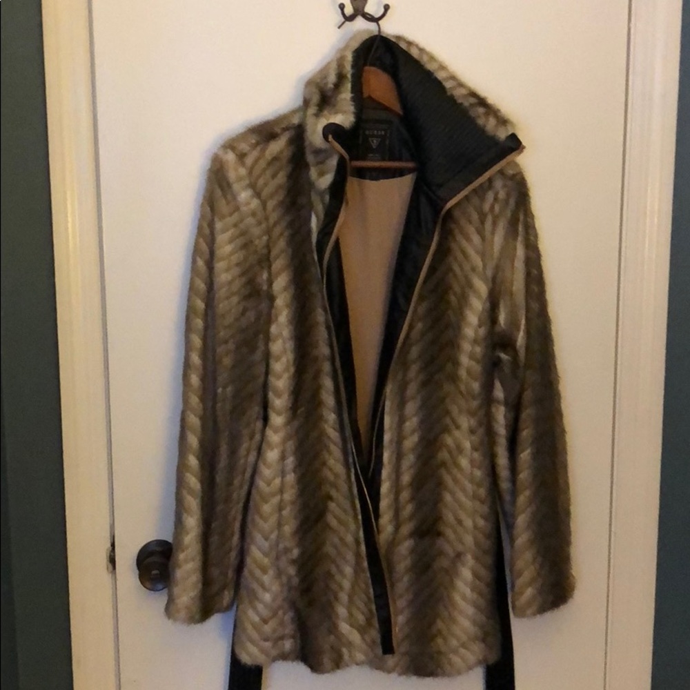 Guess faux fur trench coat